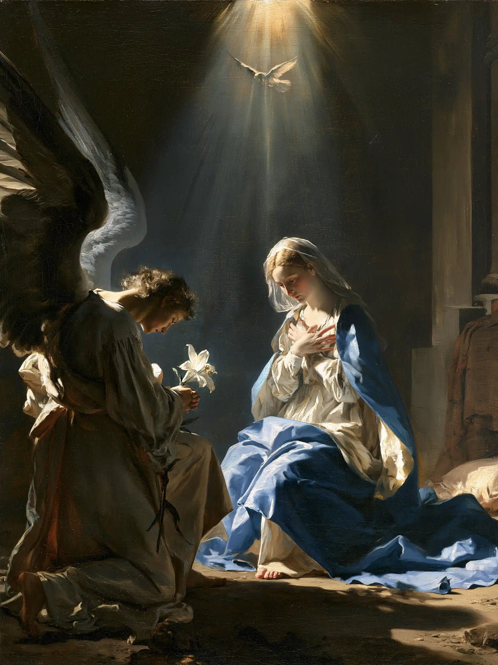the Annunciation with the Holy Spirit in The Holy Spirit style, portrait Christian artwork no. 9