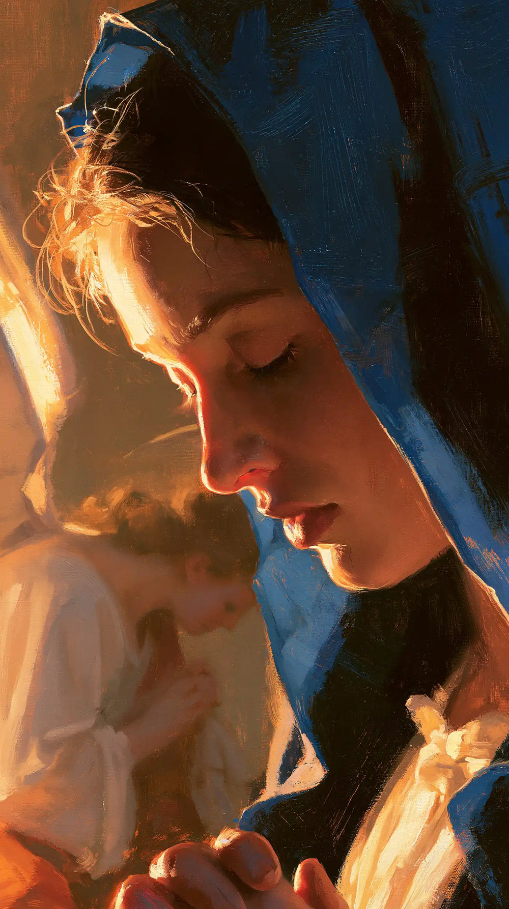 a psychological close-up of the Annunciation in Psychological Close-Up style, portrait Christian artwork no. 2