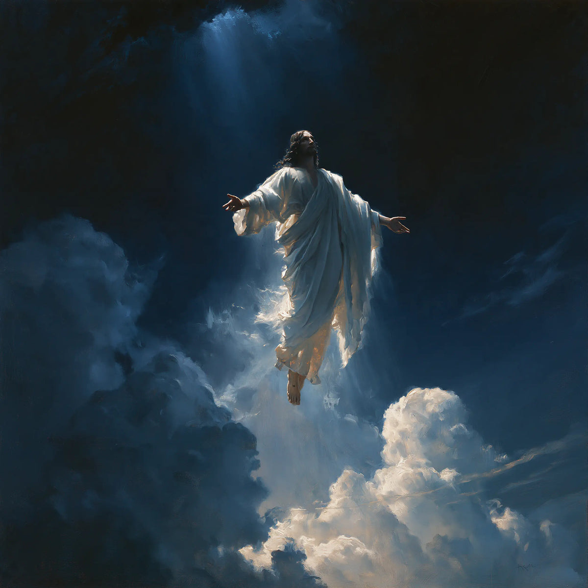The Ascension of Jesus Christ - Midnight Blue Chiaroscuro · Square n° 4