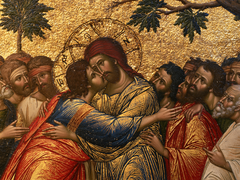 The Betrayal of Judas — The Embrace Beneath Textured Gold