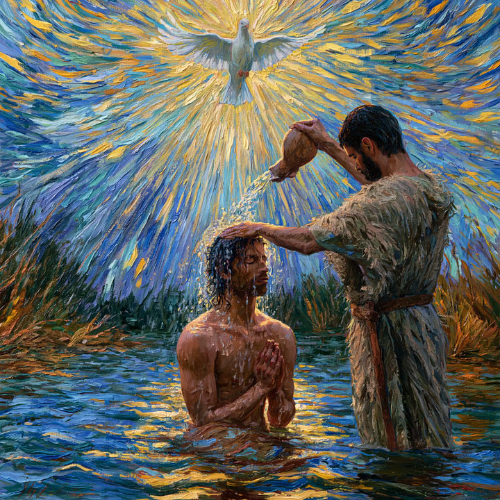 The Baptism of Jesus – Post-Impressionist · Kneeling in the Jordan · Square no. 6