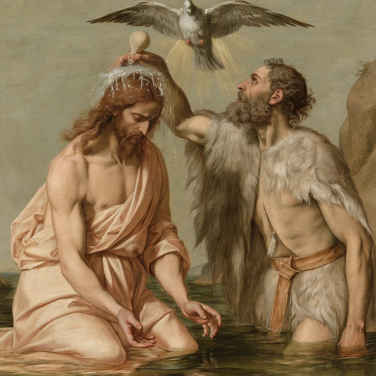 The Baptism of Jesus – Florentine Renaissance · Kneeling in the Jordan · Square no. 1