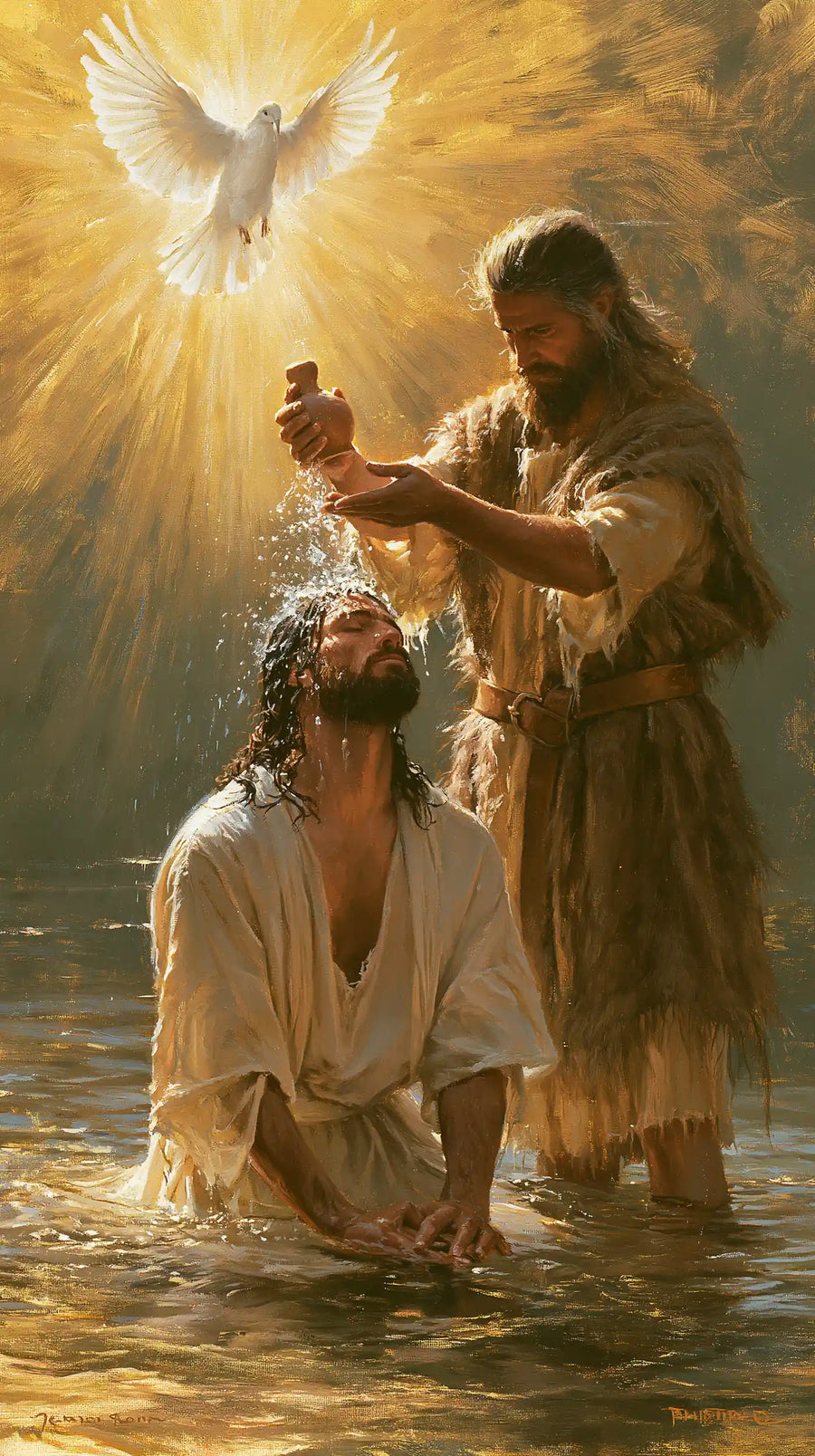 The Baptism of Jesus – Sacred Gold · Kneeling in the Jordan · Portrait no. 3
