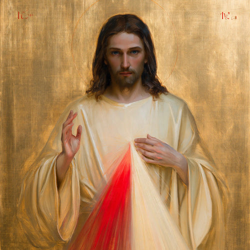 Divine Mercy Jesus in a contemporary Byzantine icon in Contemporary Byzantine style, square Christian artwork no. 4