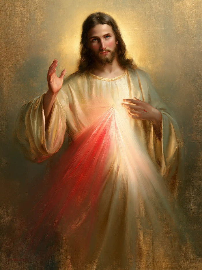 Divine Mercy Jesus — Stillness in the Honeyed Glow