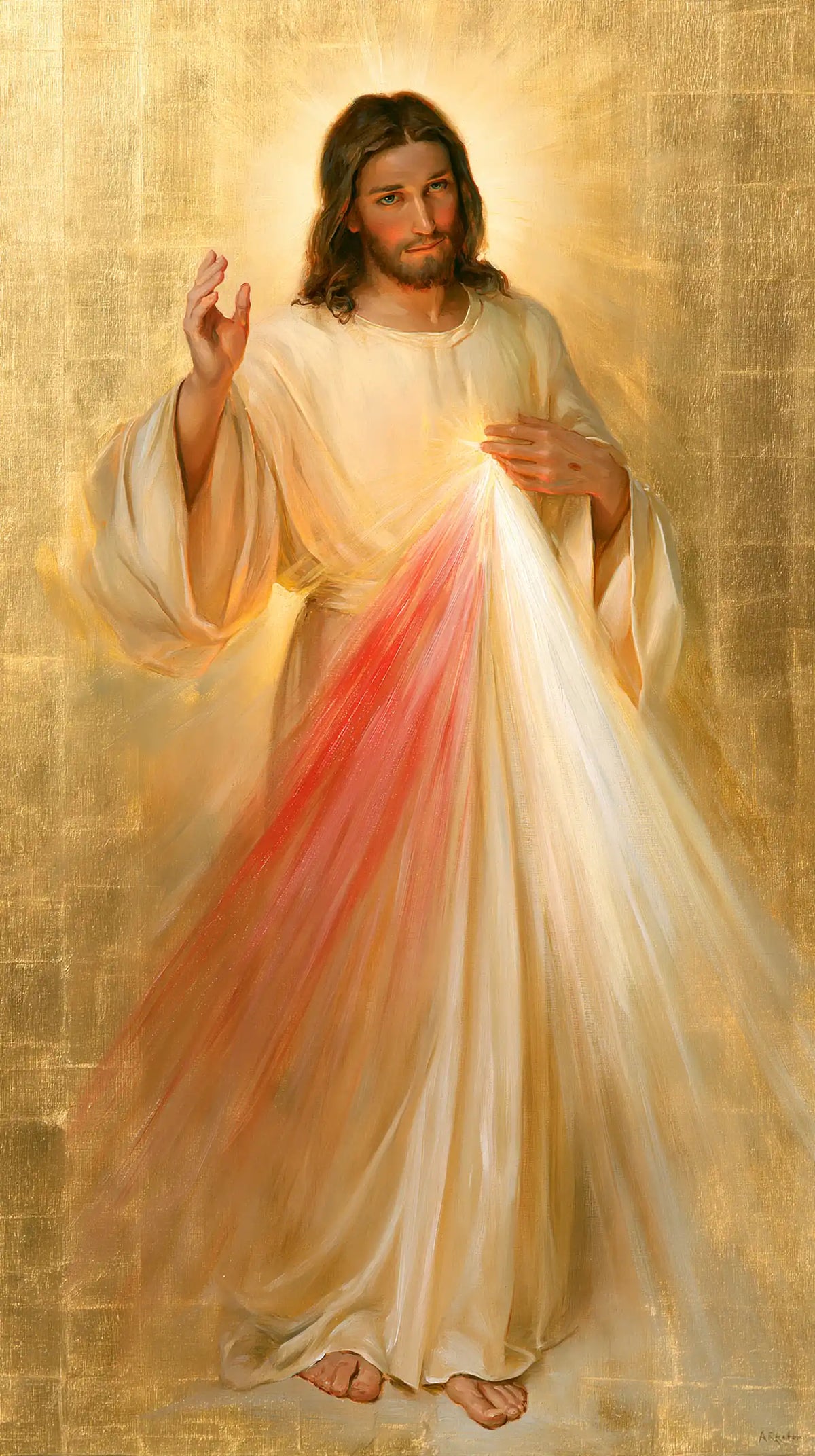Divine Mercy Jesus — Bare Feet Upon Golden Light
