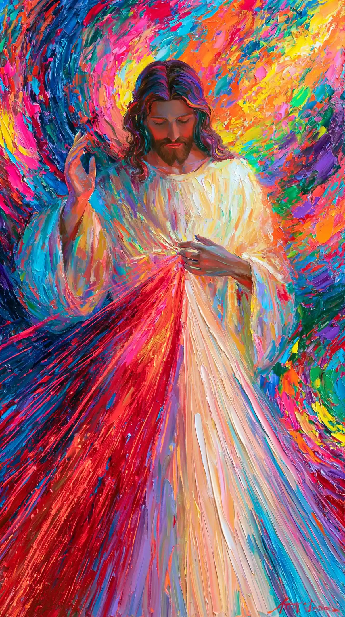 Divine Mercy Jesus – Ultra-Vibrant Expressionism · Portrait no. 1