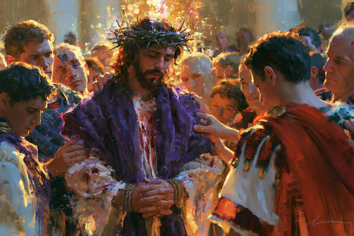 Ecce Homo — The Gentle Gaze Beneath Golden Sparks