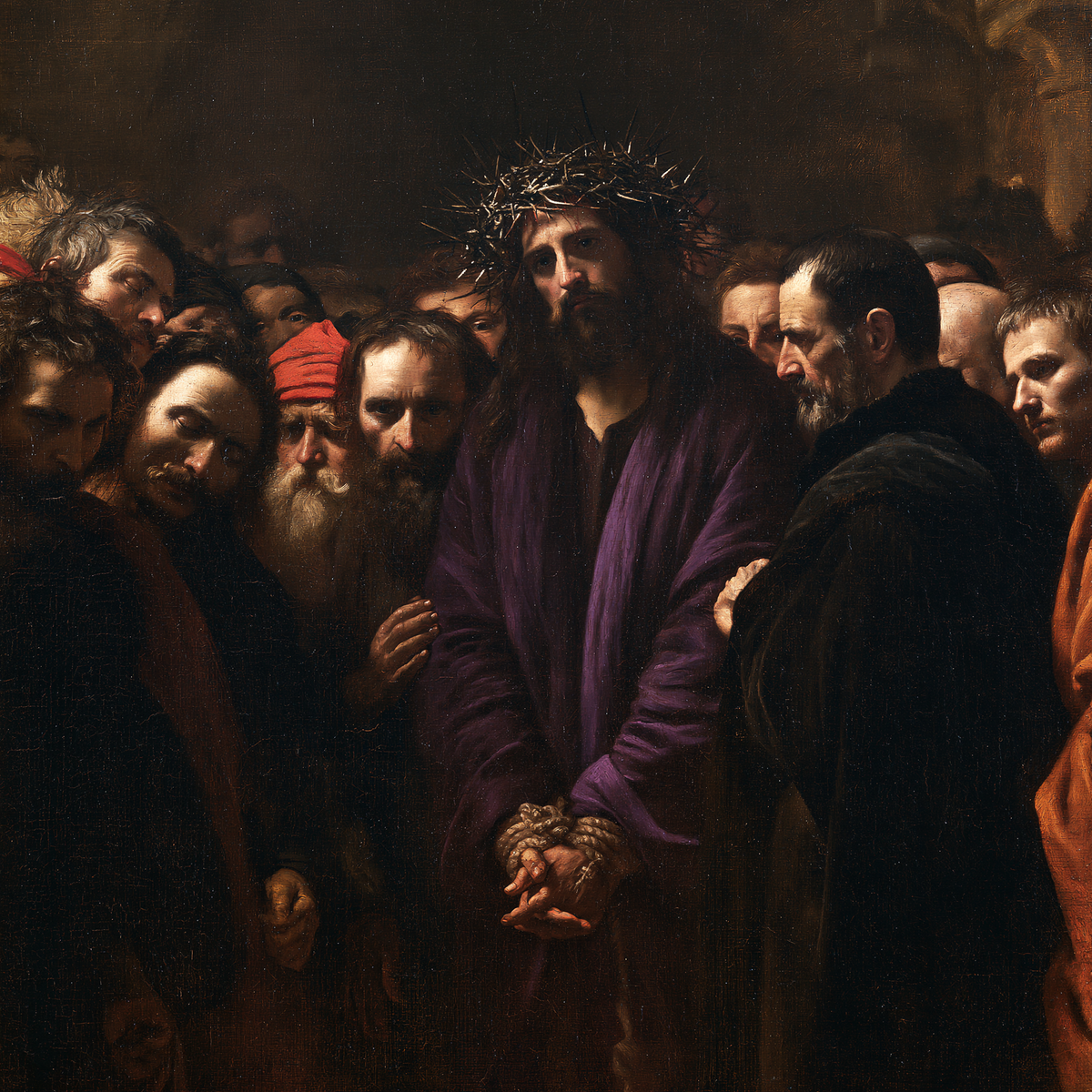 Ecce Homo — Clasped Hands in the Brown Circle