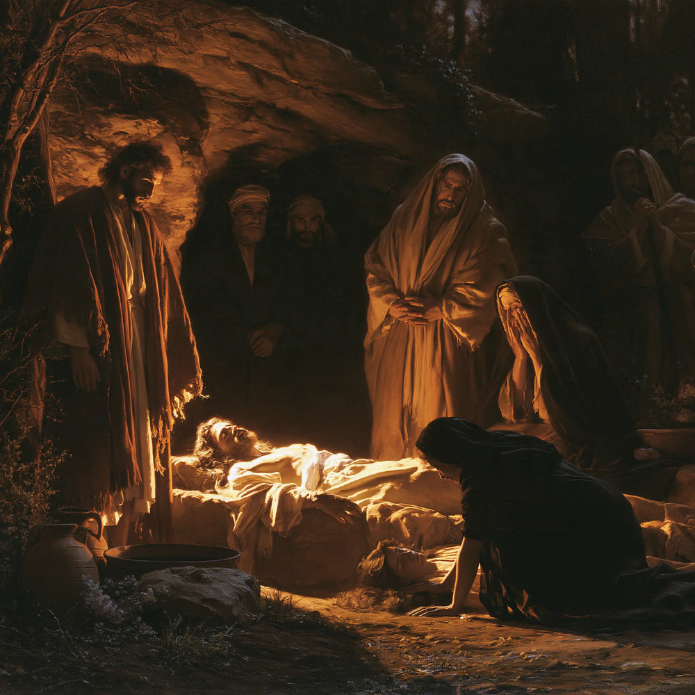 Entombment of Jesus Christ in Black and Gold style, square Christian artwork no. 3