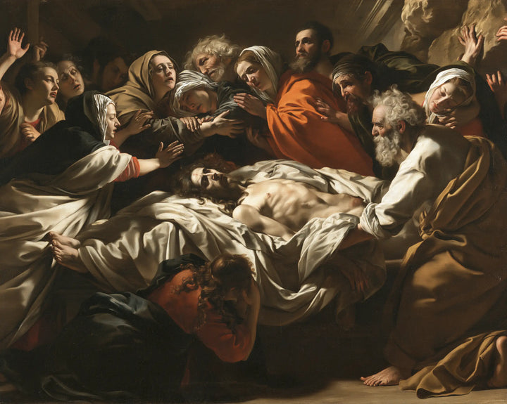 The Entombment of Jesus Christ — White Borne Beneath Raised Hands