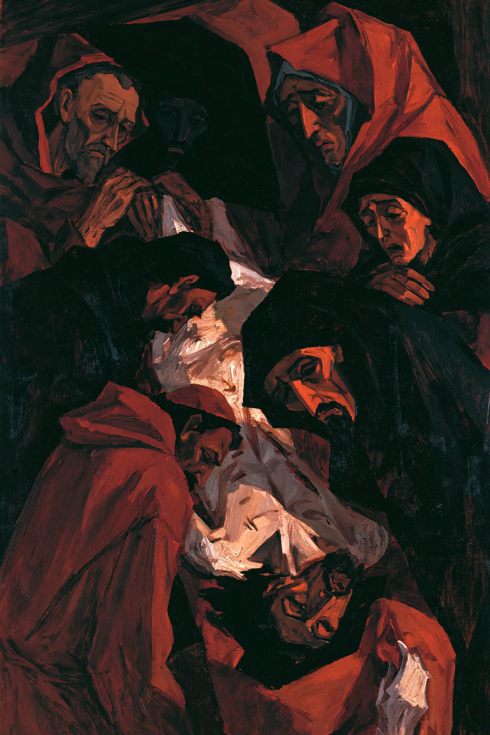 Entombment of Jesus Christ in Expressionist style, portrait Christian artwork no. 11