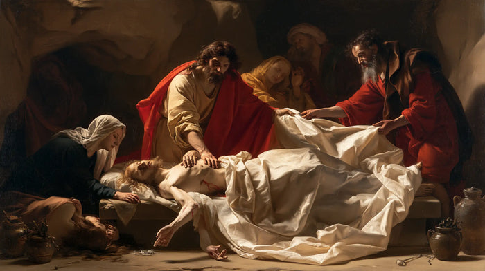 The Entombment of Jesus Christ — Red Cloaks and the Open Cloth