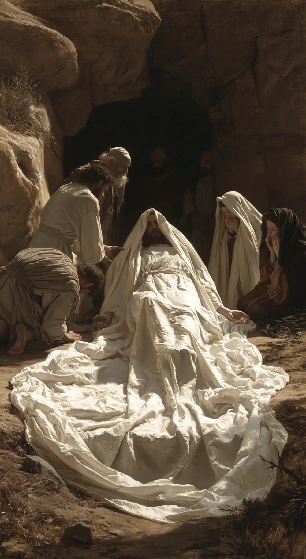 Entombment of Jesus Christ in Sacred Silence style, portrait Christian artwork no. 4