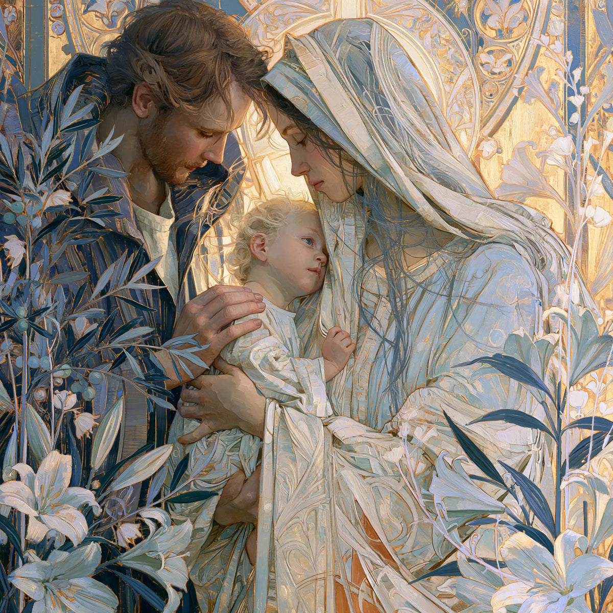 The Holy Family — The Gaze in the Azure Garden