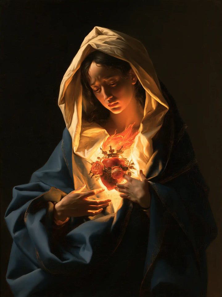 The Immaculate Heart of Mary — Radiance in the Beige Veil’s Fold