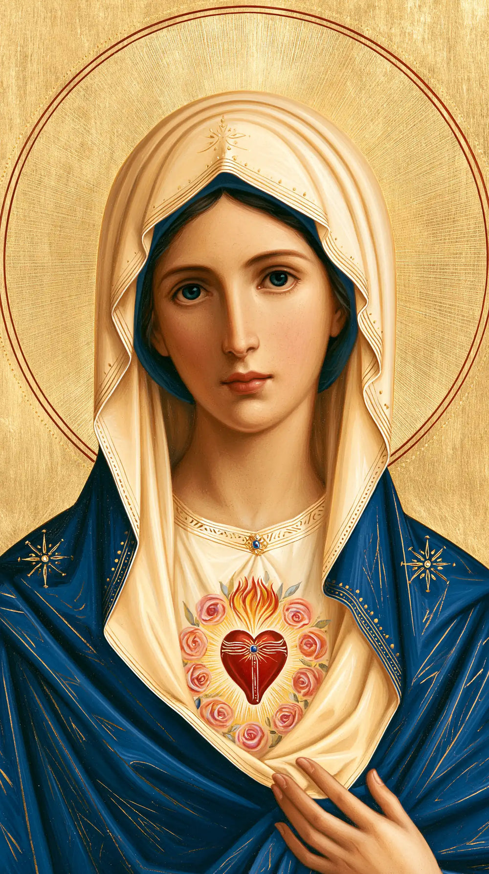 the Immaculate Heart of Mary in a contemporary Byzantine icon in Contemporary Byzantine style, portrait Christian artwork no. 2