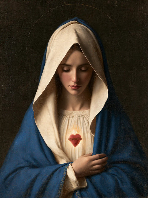 the Immaculate Heart of Mary in a minimalist composition in Contemporary Minimalism style, portrait Christian artwork no. 10