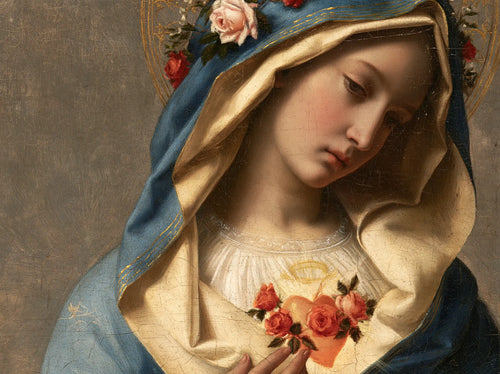 the Immaculate Heart of Mary in Florentine Renaissance style in Florentine Renaissance style, landscape Christian artwork no. 1