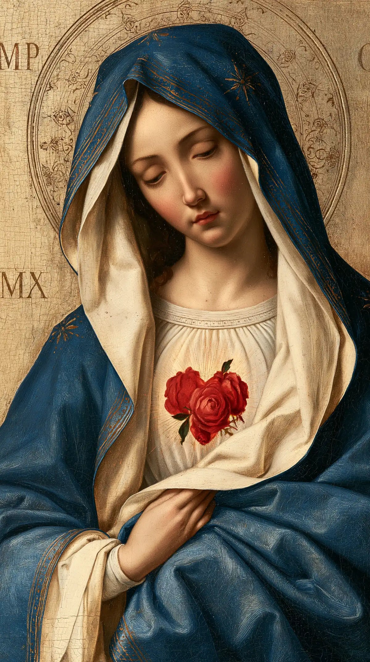 the Immaculate Heart of Mary in Florentine Renaissance style in Florentine Renaissance style, portrait Christian artwork no. 2