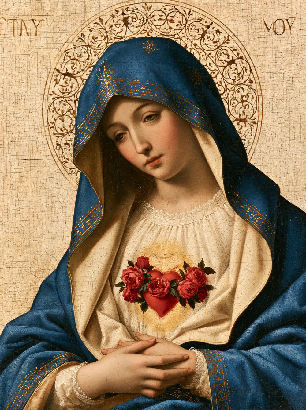 the Immaculate Heart of Mary in Florentine Renaissance style in Florentine Renaissance style, portrait Christian artwork no. 17