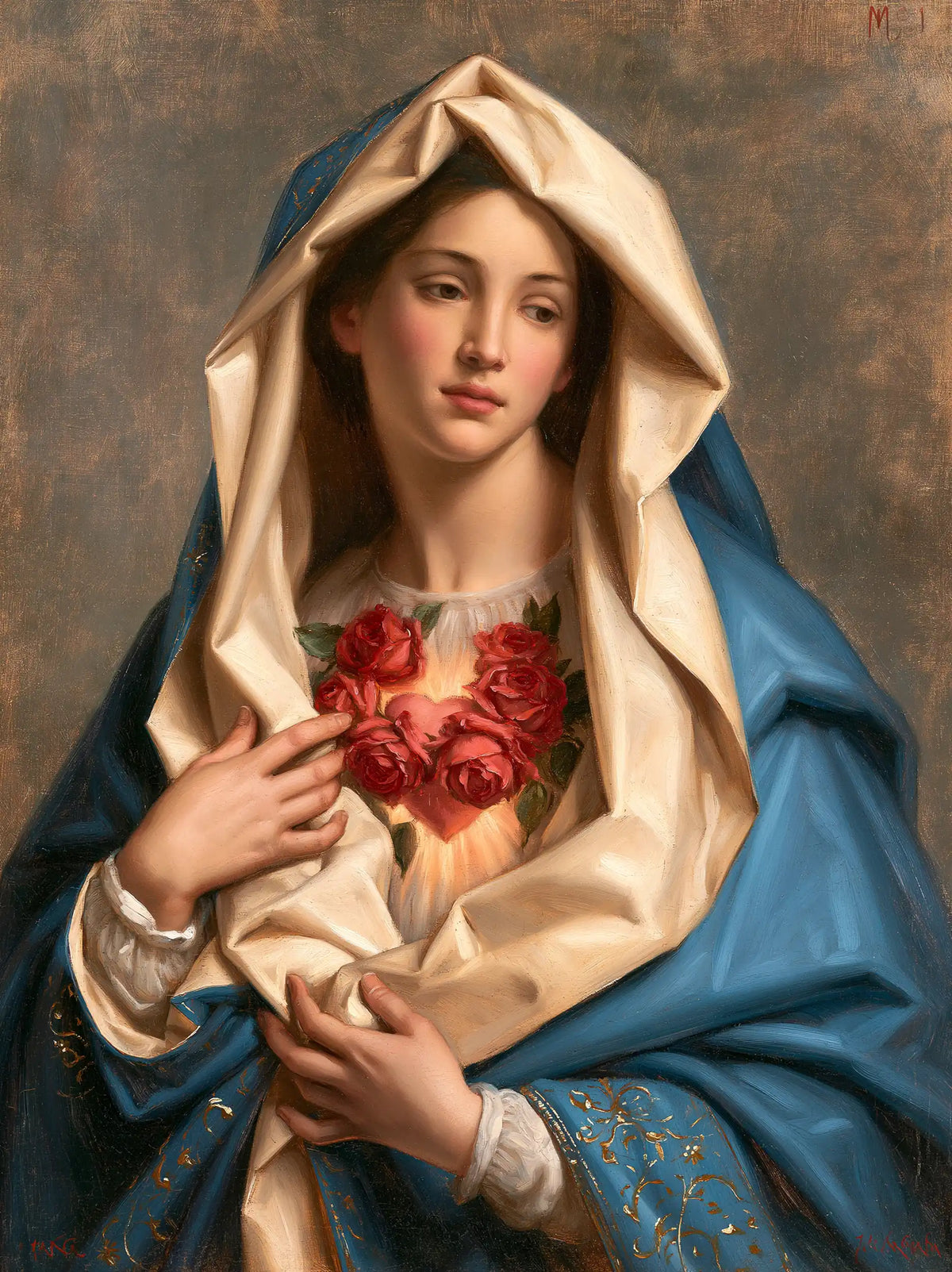 the Immaculate Heart of Mary in Florentine Renaissance style in Florentine Renaissance style, portrait Christian artwork no. 20