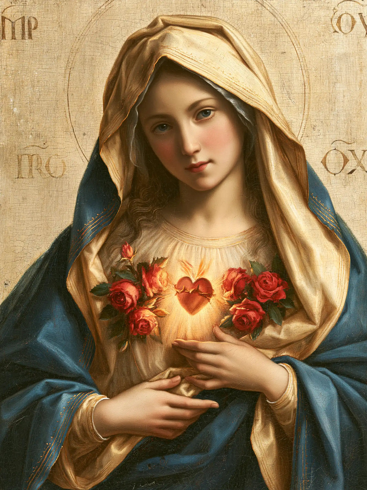 the Immaculate Heart of Mary in Florentine Renaissance style in Florentine Renaissance style, portrait Christian artwork no. 21