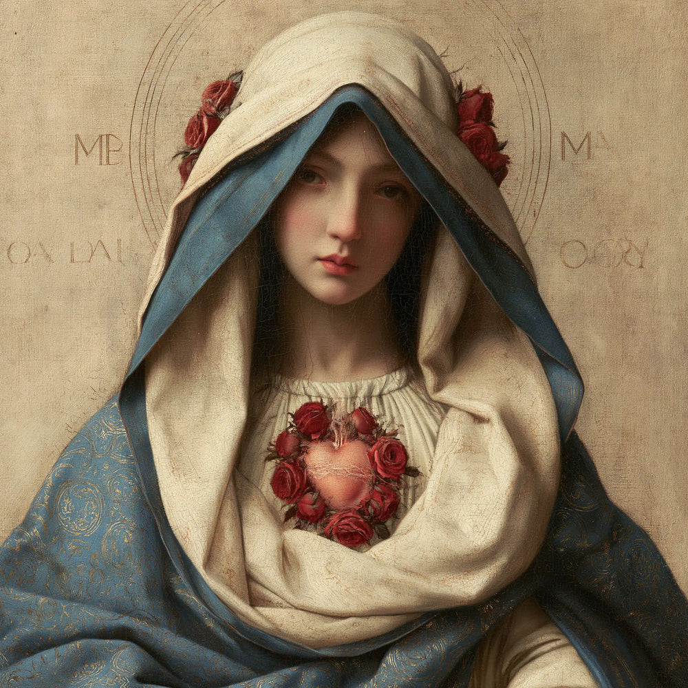the Immaculate Heart of Mary in Florentine Renaissance style in Florentine Renaissance style, square Christian artwork no. 9