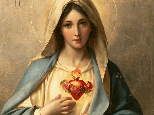 Mary with the Immaculate Heart as the central symbol in The Heart as Central Symbol style, landscape Christian artwork no. 11