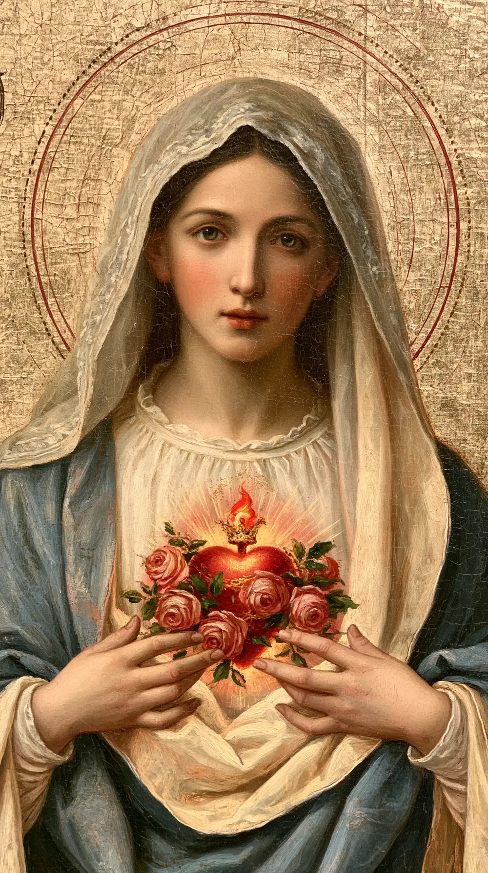 Mary with the Immaculate Heart as the central symbol in The Heart as Central Symbol style, portrait Christian artwork no. 7