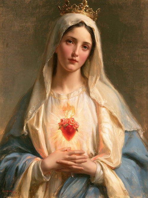 Mary with the Immaculate Heart as the central symbol in The Heart as Central Symbol style, portrait Christian artwork no. 13