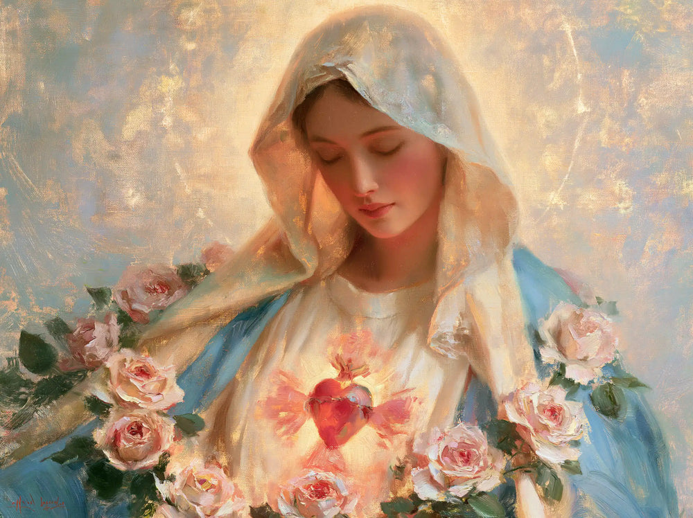 the Immaculate Heart of Mary in an impressionist atmosphere in Impressionist style, landscape Christian artwork no. 1
