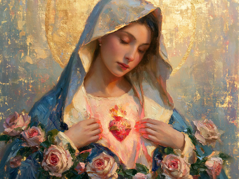 the Immaculate Heart of Mary in an impressionist atmosphere in Impressionist style, landscape Christian artwork no. 3