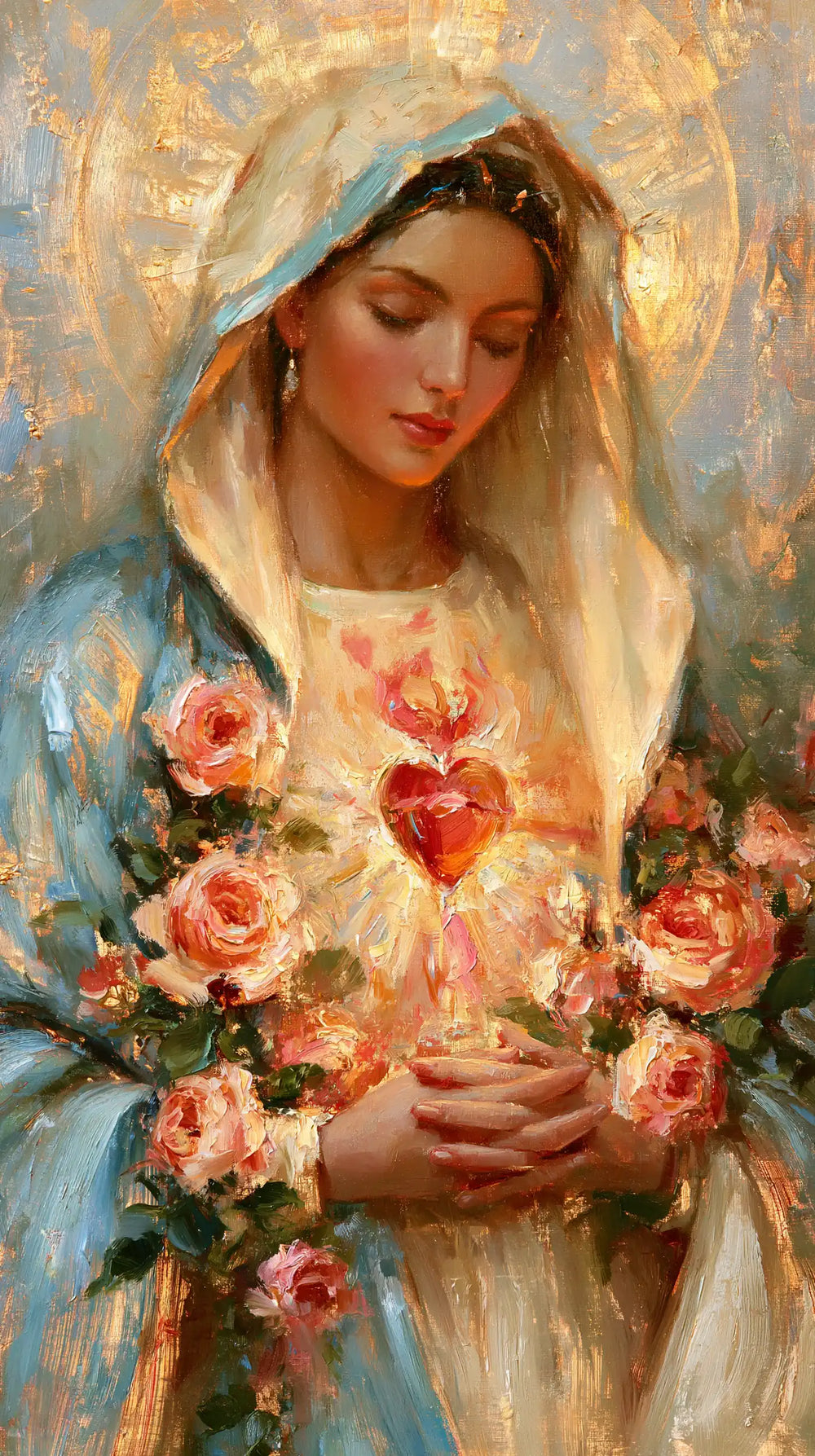 the Immaculate Heart of Mary in an impressionist atmosphere in Impressionist style, portrait Christian artwork no. 4