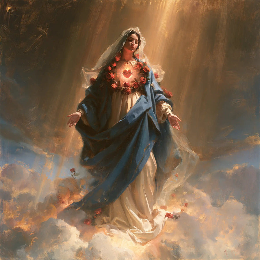 Immaculate Heart of Mary - Mary upon the Clouds with the Immaculate Heart · Square n° 3