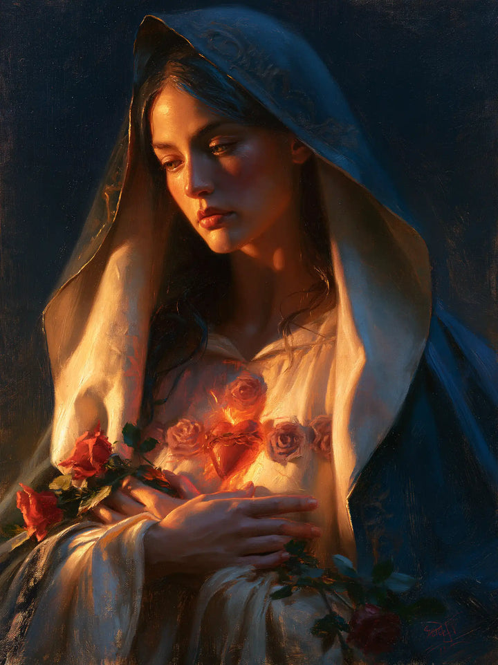 Immaculate Heart of Mary - Midnight Blue Chiaroscuro · Portrait n° 16