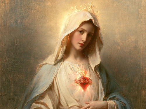 the peace and purity of the Immaculate Heart of Mary in Peace and Purity of Mary's Heart style, landscape Christian artwork no. 3