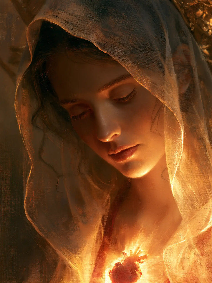 The Immaculate Heart of Mary — The Flame Beneath the Inclined Face