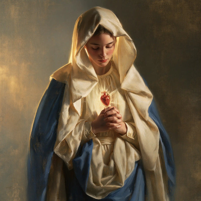 The Immaculate Heart of Mary — The Heart Suspended Above Peaceful Hands