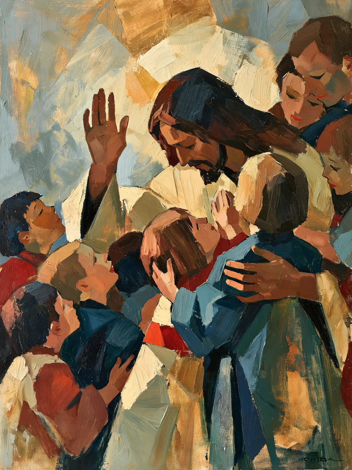 Jesus and the Children — Little Brows in the Azure Mantle
