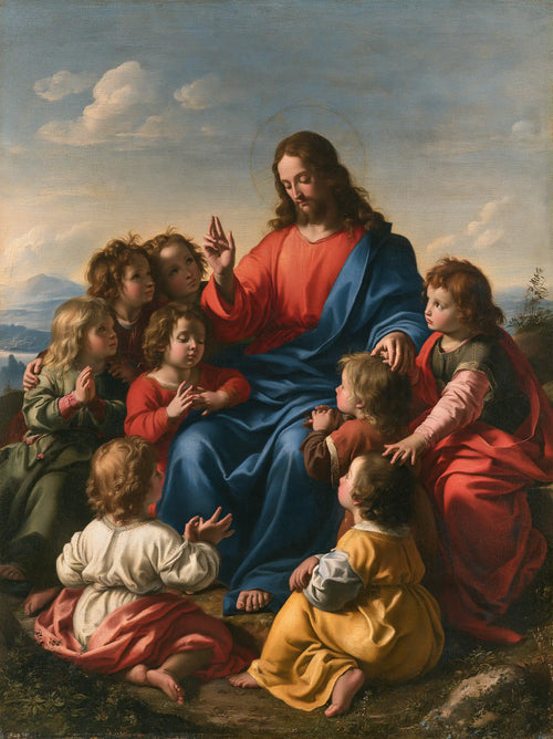 Jesus with children in Florentine Renaissance style in Florentine Renaissance style, portrait Christian artwork no. 8