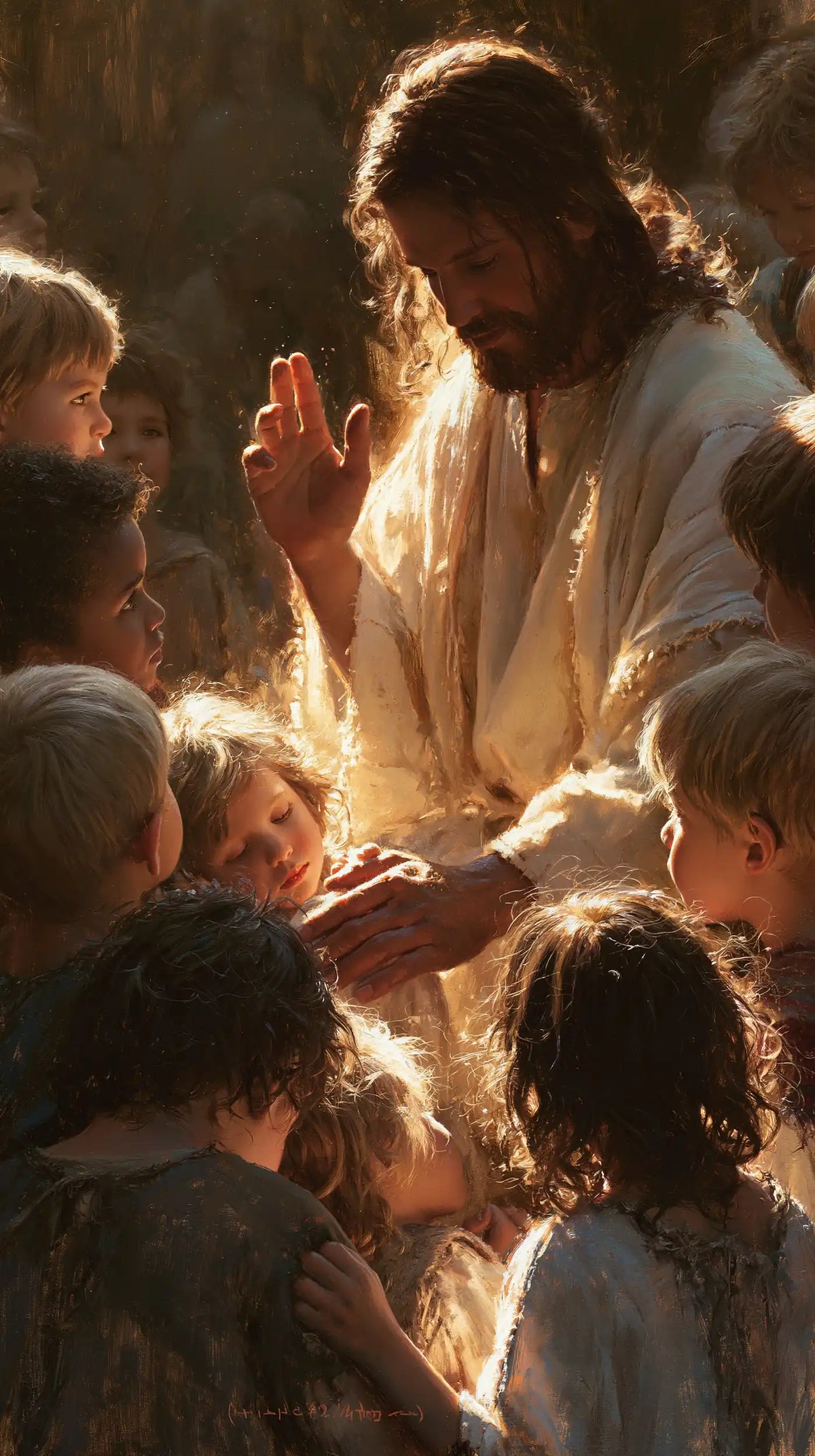 Jesus and the Children — Palms in the Heart of Shadow