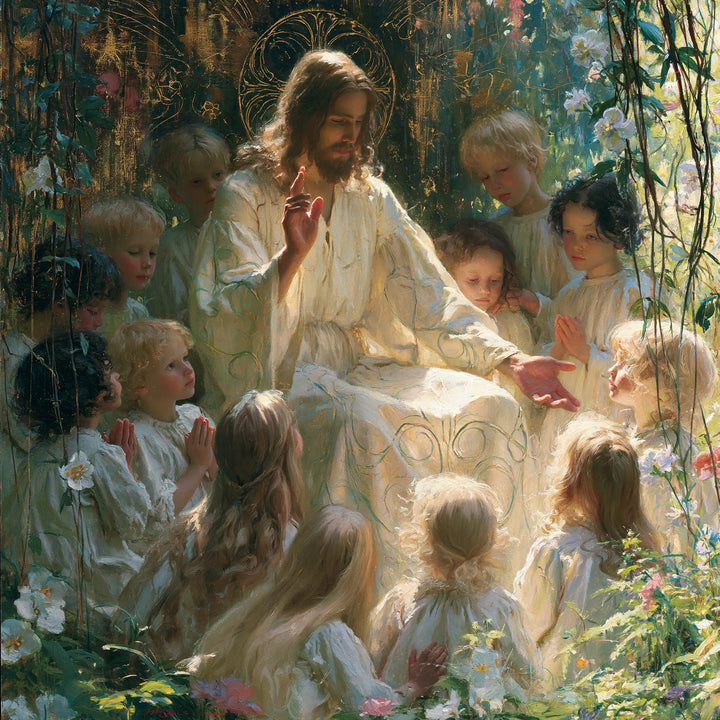 Jesus and the Children - Sacred Art Nouveau · Square n° 6