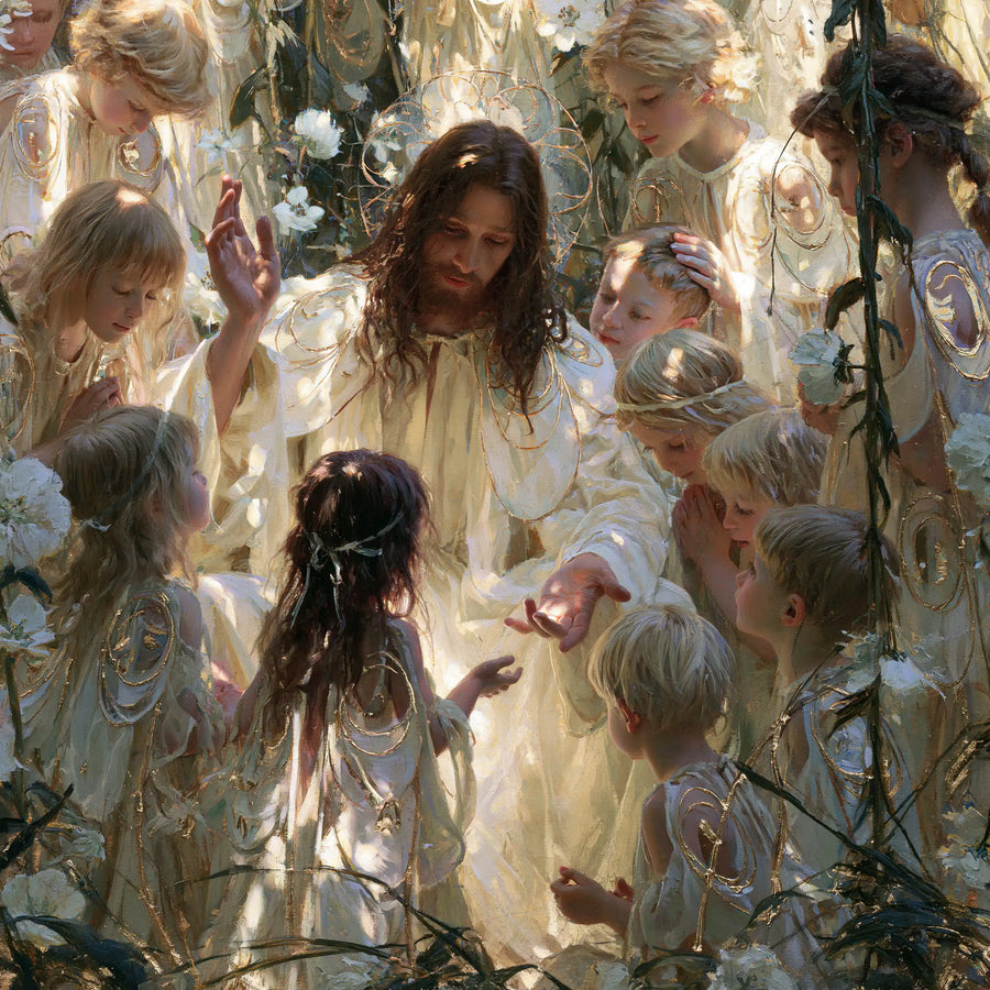 Jesus and the Children - Sacred Art Nouveau · Square n° 7