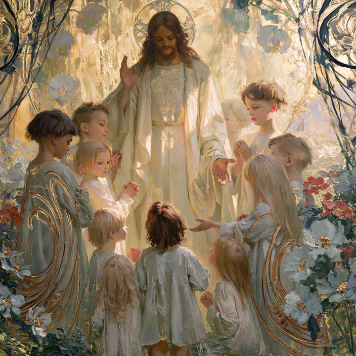 Jesus and the Children - Sacred Art Nouveau · Square n° 8