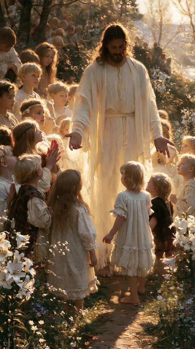 Jesus and the Children — The Little Silhouette before the Luminous Robe