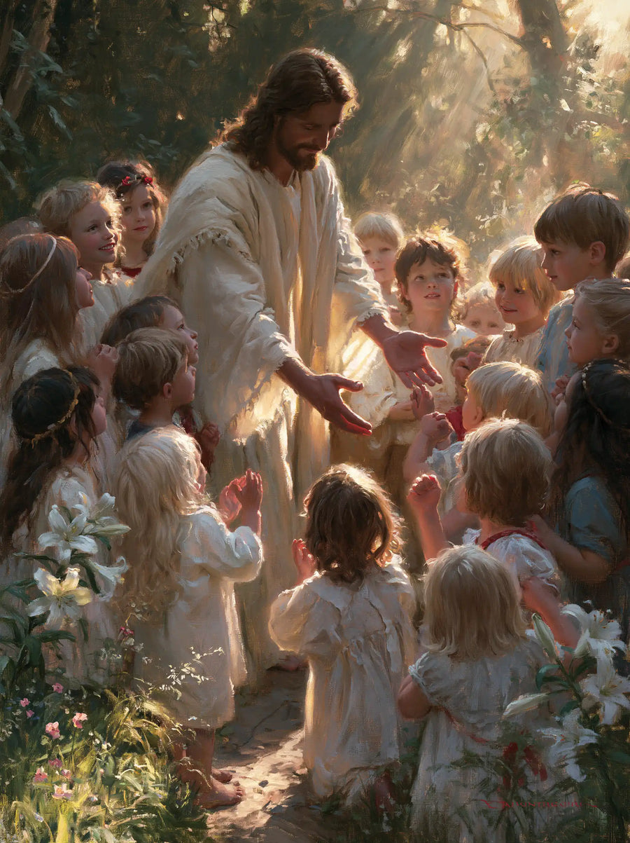 Jesus and the Children — The Little Pink Dress at the Center
