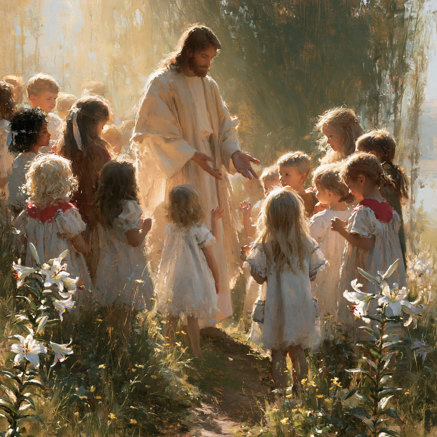 Jesus and the Children - Symbolist · Square n° 8