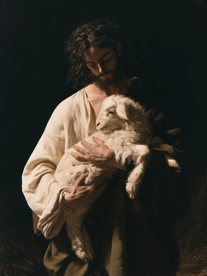 Jesus and the Lamb - Caravaggio Tenebrism · Portrait n° 3