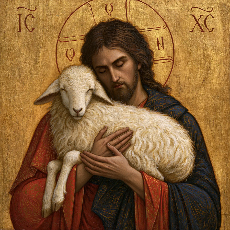 Jesus and the Lamb - Contemporary Byzantine · Square n° 1